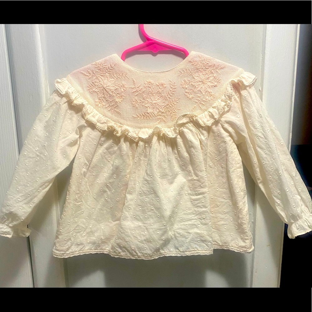 Zara embroidered Ruffle blouse